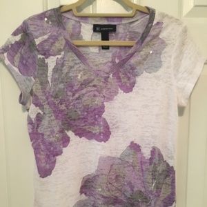 Pretty  Floral Top Shirt Blouse  by INC sz. L